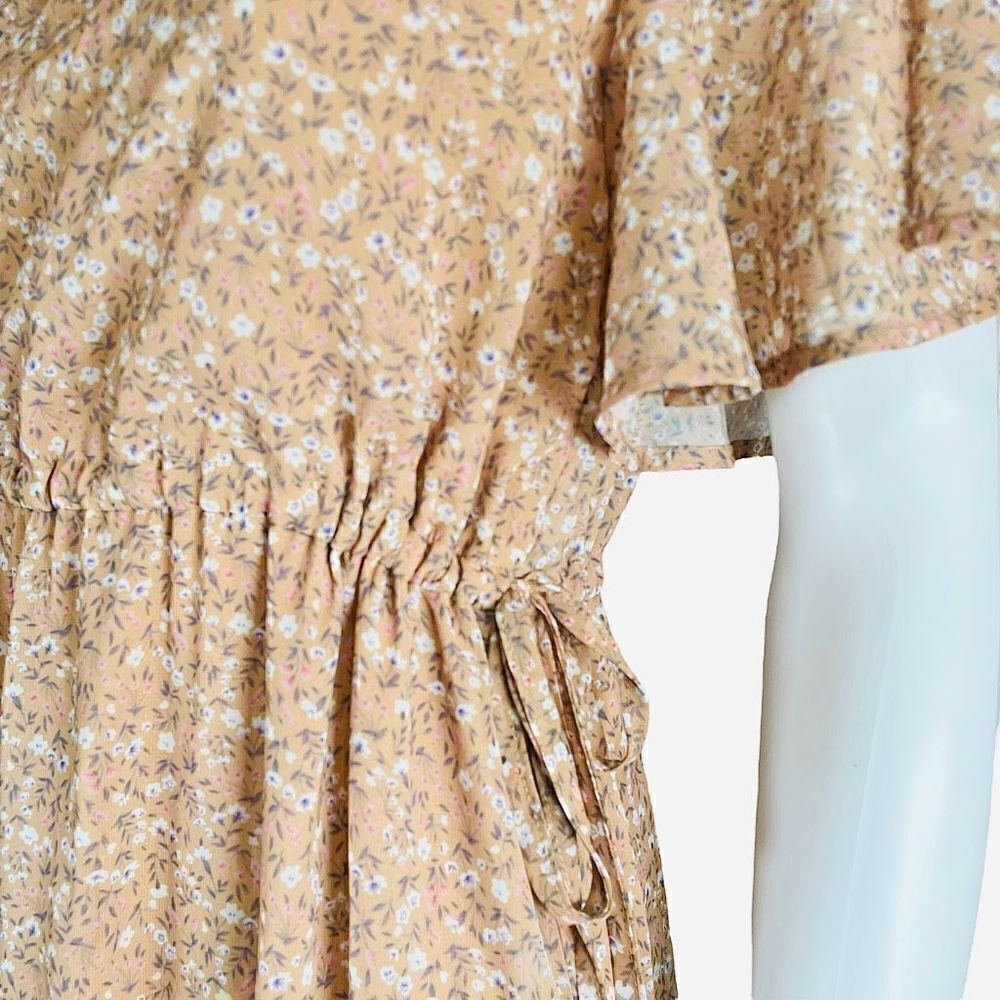 See the Shades Large Orange White Floral Tiered Maxi Dress - Picture 5 of 13